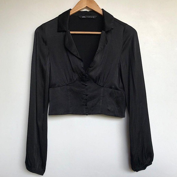 Zara Tops - ZARA | Silk button up cropped blouse